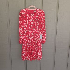 Eliza J Floral Mini Dress Size 2 Women Long Sleeve Puffed Shoulders Preppy